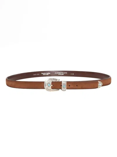 Alberto Luti Vintage Effect Suede Belt In Burnt Color In Brown