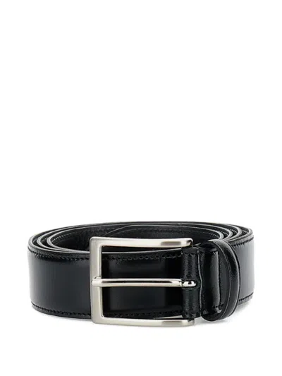 Alberto Luti Square-buckle Leather Belt In Black