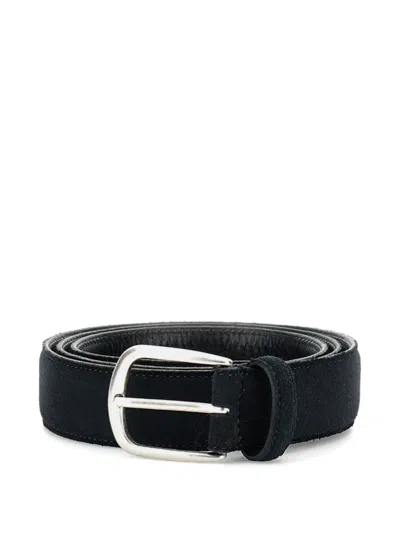 Alberto Luti Square-buckle Suede Belt In Black