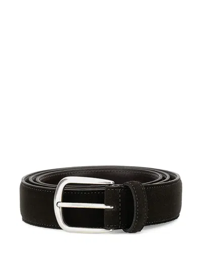 Alberto Luti Square-buckle Suede Belt In Brown