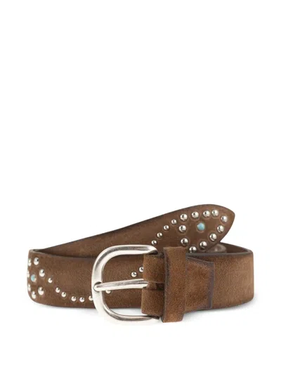 Alberto Luti Studded Buckle Belt In Brown
