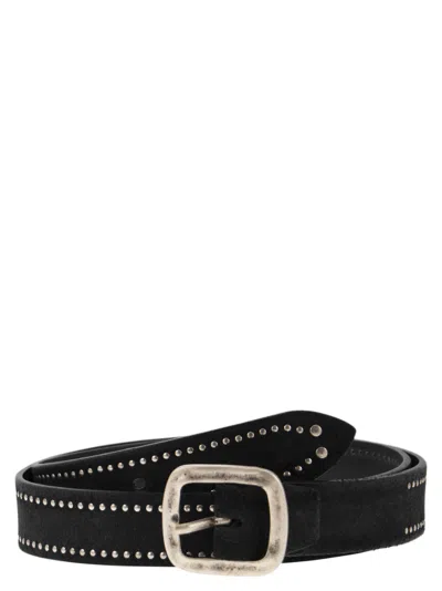 Alberto Luti Studded Leather Belt In Black