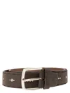 Alberto Luti Studded Leather Belt In Black