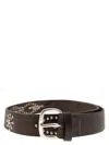 Alberto Luti Studded Leather Belt In Brown