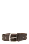Alberto Luti Studded Leather Belt In Brown
