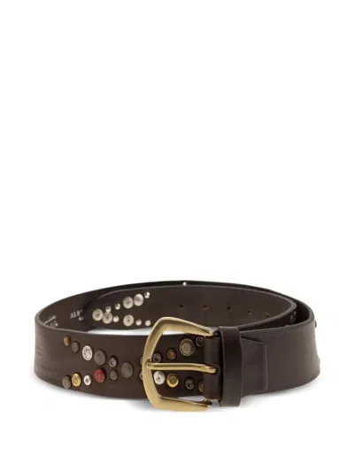 Alberto Luti Studded Leather Belt In Brown