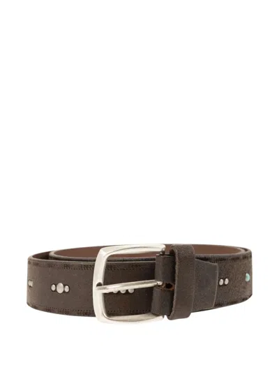 Alberto Luti Studded Leather Belt In Blue
