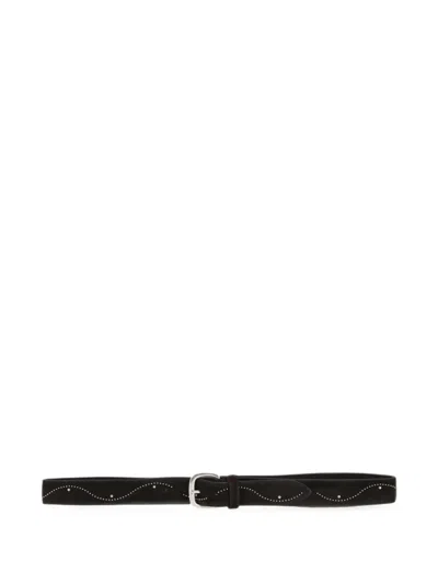 Alberto Luti Studded Suede Belt In Black