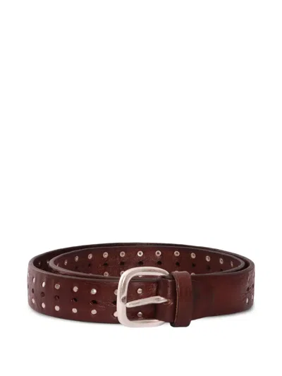 Alberto Luti Studs Leather Belt In Brown