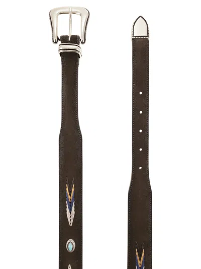 Alberto Luti Suede Belt With Embroidery