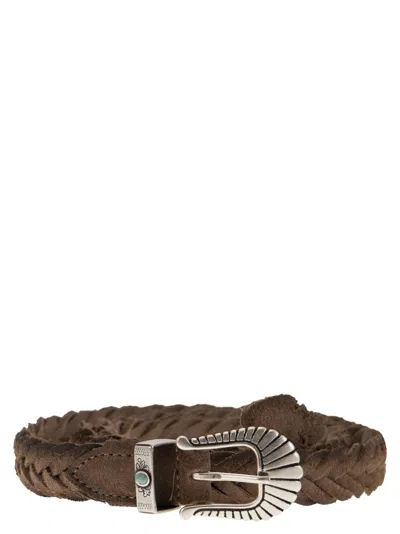 Alberto Luti Suede Braided Belt In Brown