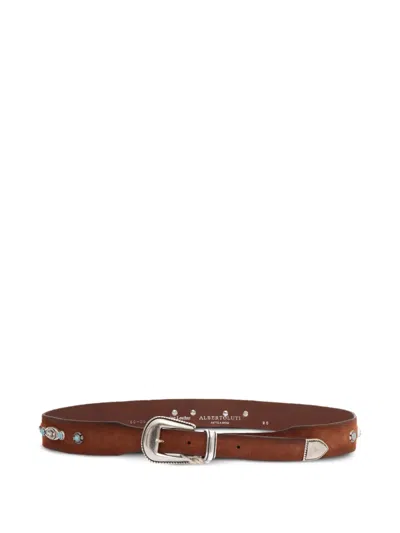 Alberto Luti Suede Leather Stone-embellished Belt In Brown