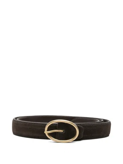 Alberto Luti Suede Oval-buckle Belt In Brown