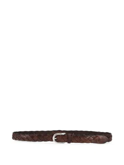 Alberto Luti Treccia Interwoven Leather Belt In Brown