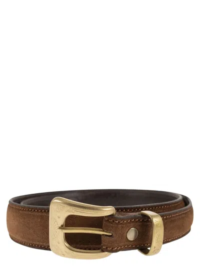 Alberto Luti Western Belt In Suede Leather In Multi