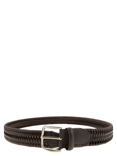 Alberto Luti Woven Leather Belt In Black