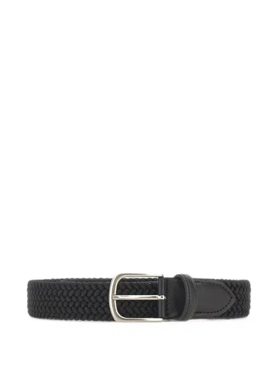 Alberto Luti Woven Leather-trim Belt In Black