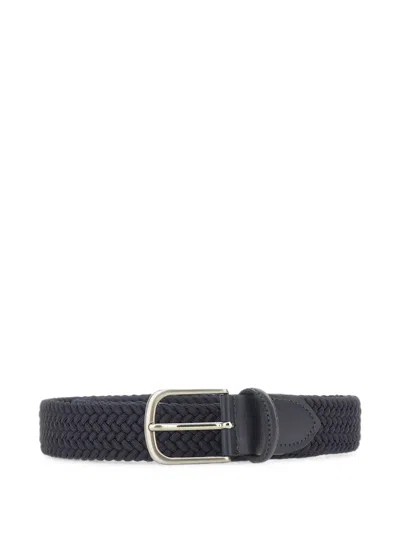 Alberto Luti Woven Leather-trim Belt In Blue