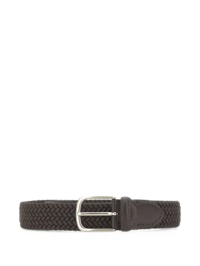 Alberto Luti Woven Leather-trim Belt In Brown