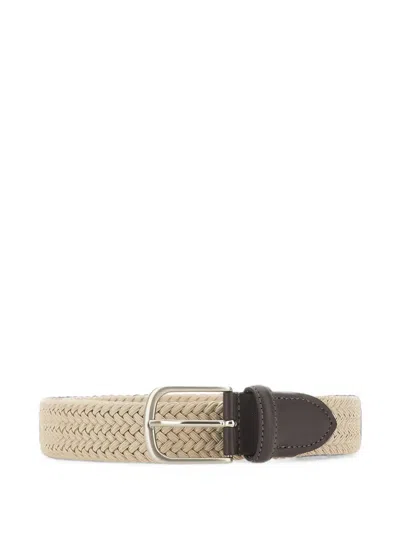 Alberto Luti Woven Leather-trim Belt In Neutral