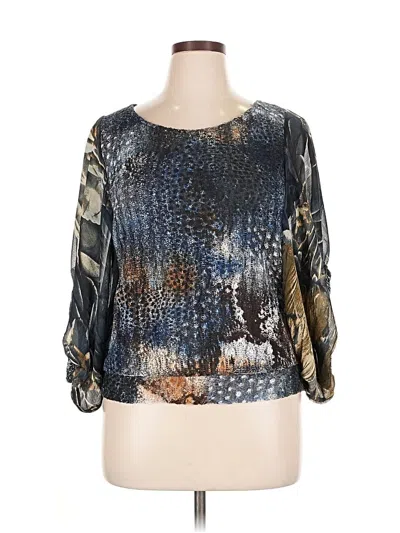 Pre-owned Alberto Makali 3/4 Sleeve Blouse In Blue