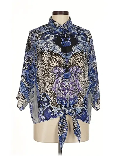 Pre-owned Alberto Makali 3/4 Sleeve Blouse In Blue