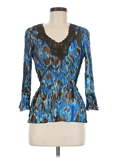 Pre-owned Alberto Makali 3/4 Sleeve Blouse In Blue