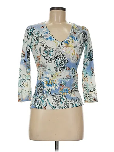 Pre-owned Alberto Makali 3/4 Sleeve Blouse In Blue