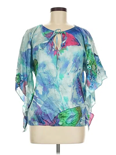 Pre-owned Alberto Makali 3/4 Sleeve Blouse In Blue