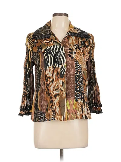 Pre-owned Alberto Makali 3/4 Sleeve Blouse In Brown