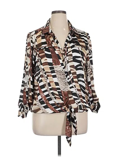 Pre-owned Alberto Makali 3/4 Sleeve Blouse In Brown