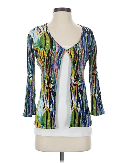 Pre-owned Alberto Makali 3/4 Sleeve Blouse In Green