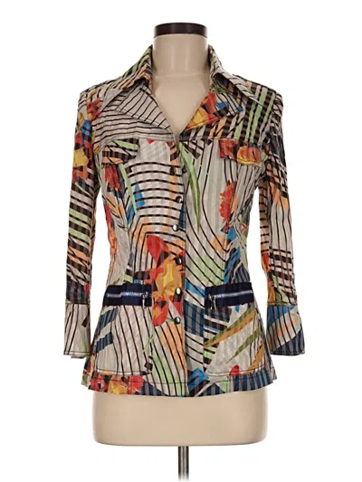 Pre-owned Alberto Makali 3/4 Sleeve Blouse In Tan