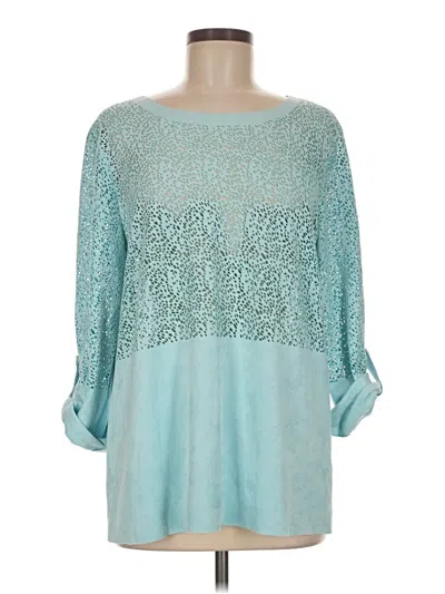 Pre-owned Alberto Makali 3/4 Sleeve Blouse In Teal