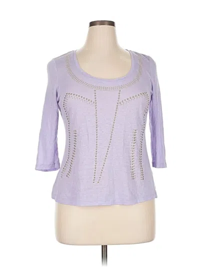 Pre-owned Alberto Makali 3/4 Sleeve Top Purple Keyhole Neckline Tops