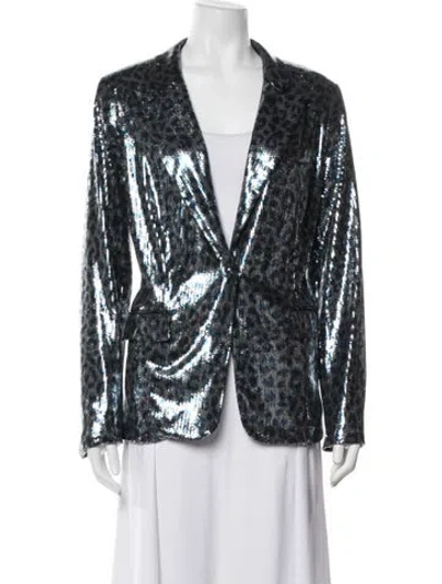 Pre-owned Alberto Makali Animal Print Blazer In Blue