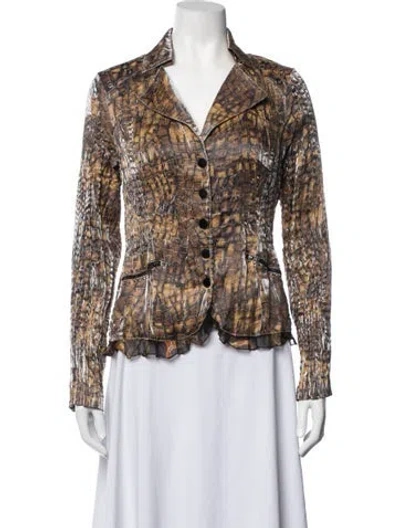 Pre-owned Alberto Makali Animal Print Blazer In Brown