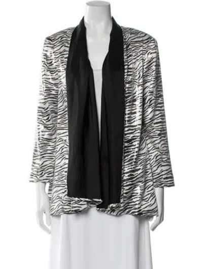 Pre-owned Alberto Makali Animal Print Evening Jacket In White