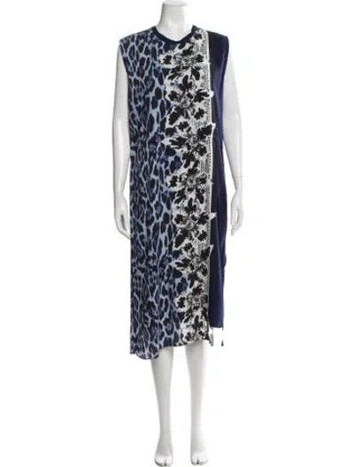 Pre-owned Alberto Makali Animal Print Long Dress In Blue
