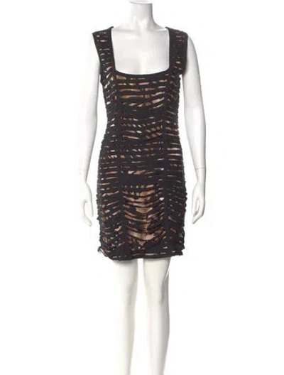 Pre-owned Alberto Makali Animal Print Mini Dress In Black