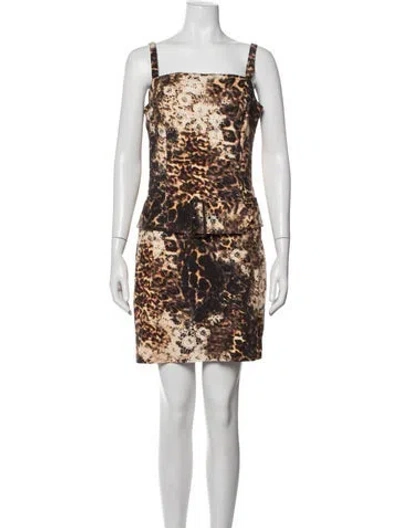 Pre-owned Alberto Makali Animal Print Mini Dress In Multicolor