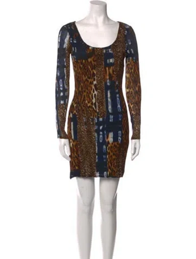 Pre-owned Alberto Makali Animal Print Mini Dress In Neutral