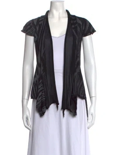Pre-owned Alberto Makali Animal Print Open Front Sweater In Black