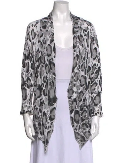 Pre-owned Alberto Makali Animal Print Open Front Sweater In Blue