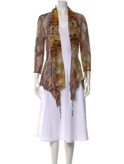 Pre-owned Alberto Makali Animal Print Open Front Sweater In Multicolor