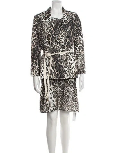 Pre-owned Alberto Makali Animal Print Ruffle Embellishment Dress Set W/ Tags In Neutral
