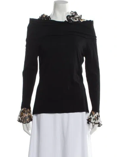 Pre-owned Alberto Makali Animal Print Scoop Neck Sweater In Black
