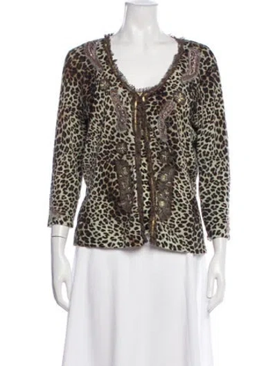 Pre-owned Alberto Makali Animal Print Sequin Embellishments Set In Multicolor