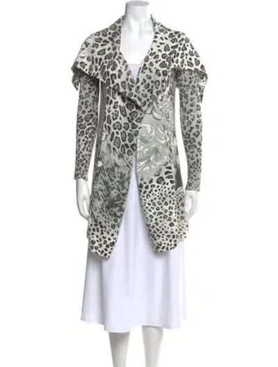 Pre-owned Alberto Makali Animal Print V-neck Sweater In Gray