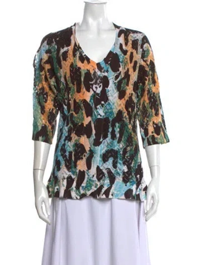 Pre-owned Alberto Makali Animal Print V-neck Sweater In Purple